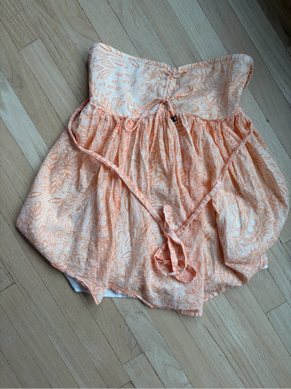 Strapless Mini Dress in Peach Paisley